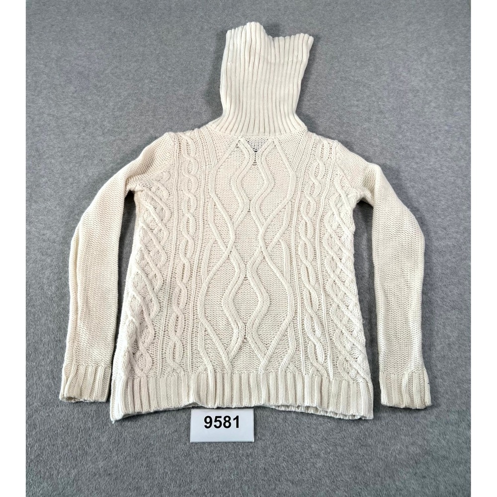 Forever 21 Sweater Women Small Cream Cable Knit Acrylic Turtleneck Winter Casual